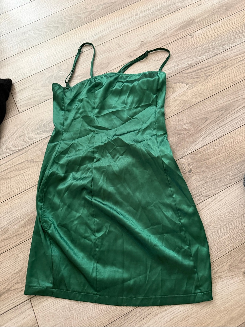 PrettyLittleThing Emerald Green Satin Slip Dress